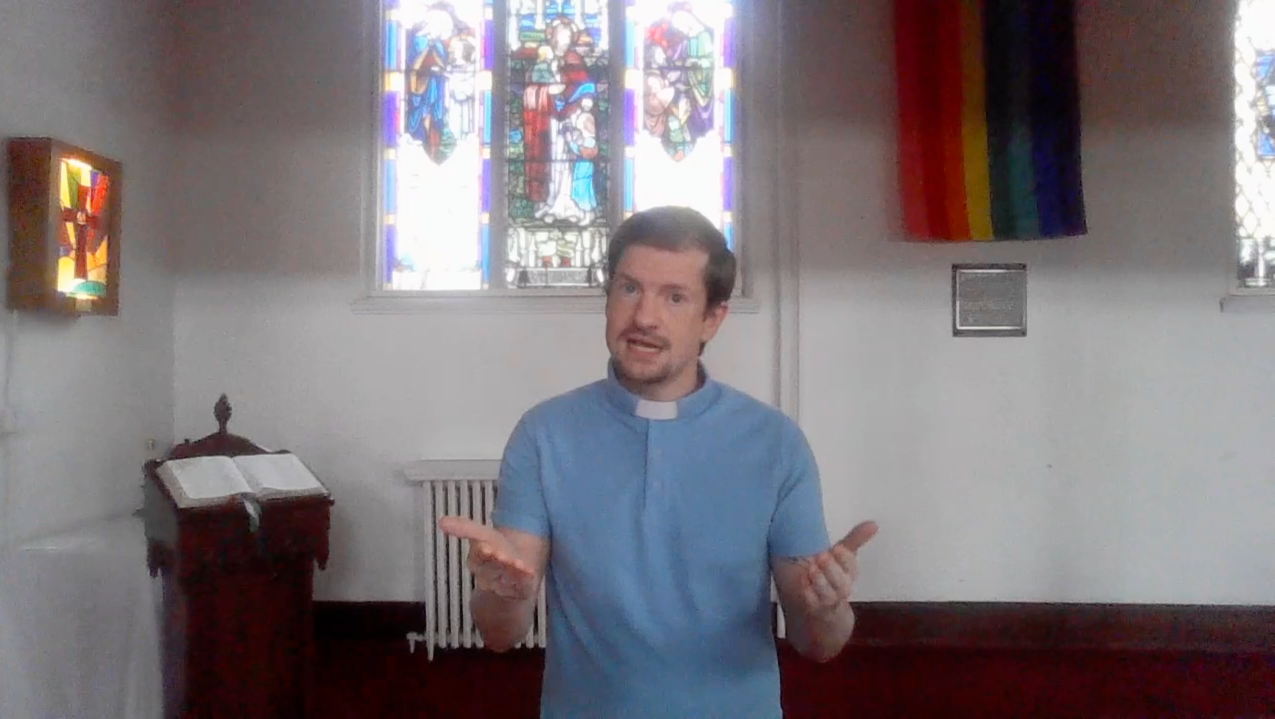 A screenshot of pastor Jeff Rock during a webcast.