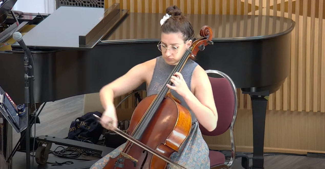 picture of Beth Silver playing the cello in the Social Hall