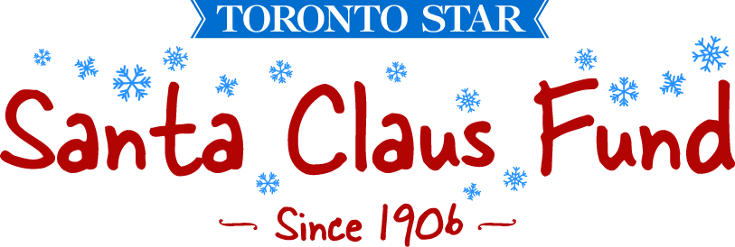 Text that reads: "Toronto Star Santa Claus Fund since1906" with festive snowflakes